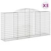 vidaXL Paniers &agrave; gabions arqu&eacute;s 3 pcs 300x50x140/160 cm fer galvanis&eacute;
