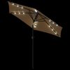 vidaXL Parasol de jardin avec LED m&acirc;t en acier taupe 225x225x212 cm