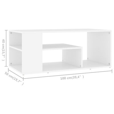 vidaXL Table basse Blanc 100x50x40 cm Aggloméré