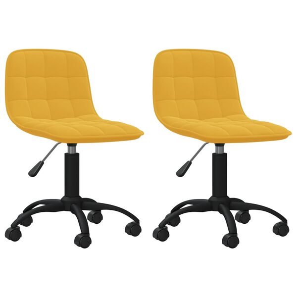 vidaXL Chaises &agrave; manger pivotantes lot de 2 jaune moutarde velours