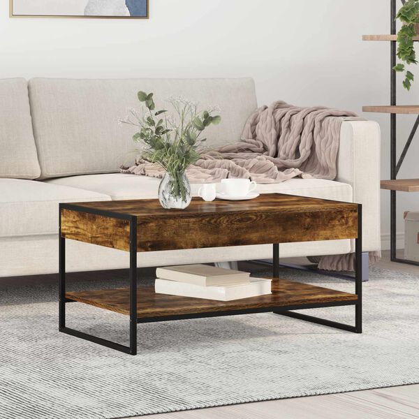 vidaXL Table basse Ch&ecirc;ne Fum&eacute; 80 x 50 x 40 cm Bois d'ing&eacute;nierie