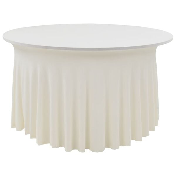 vidaXL Nappes &eacute;lastiques avec jupon 2 pcs 180x74 cm Blanc cass&eacute;