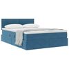 vidaXL Lit de Rangement avec matelas Bleu fonc&eacute; 140 x 200 cm Velours