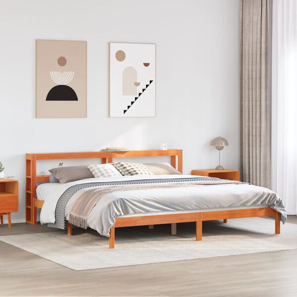 vidaXL Cadre de lit et tête de lit sans matelas cire marron 180x200 cm