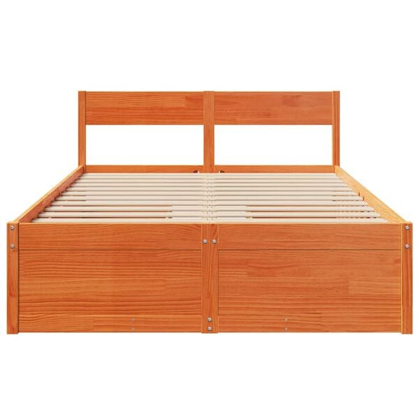vidaXL Cadre de lit sans matelas cire marron 120x190cm bois pin massif