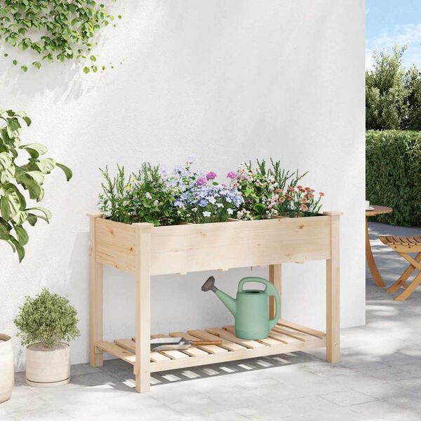 vidaXL Cache-pot de jardin avec &eacute;tag&egrave;re Beige 115 x 59 x 76,5 cm