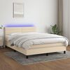 vidaXL Sommier &agrave; lattes de lit avec matelas LED Cr&egrave;me 140x190 cm Tissu