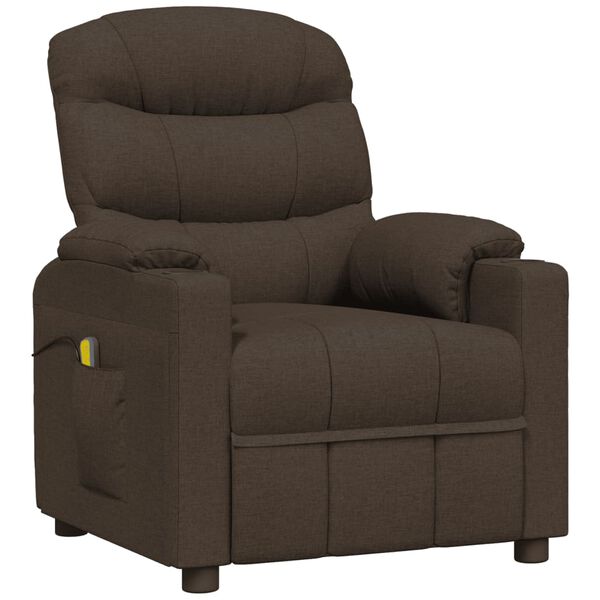 vidaXL Fauteuil de massage Marron fonc&eacute; Tissu