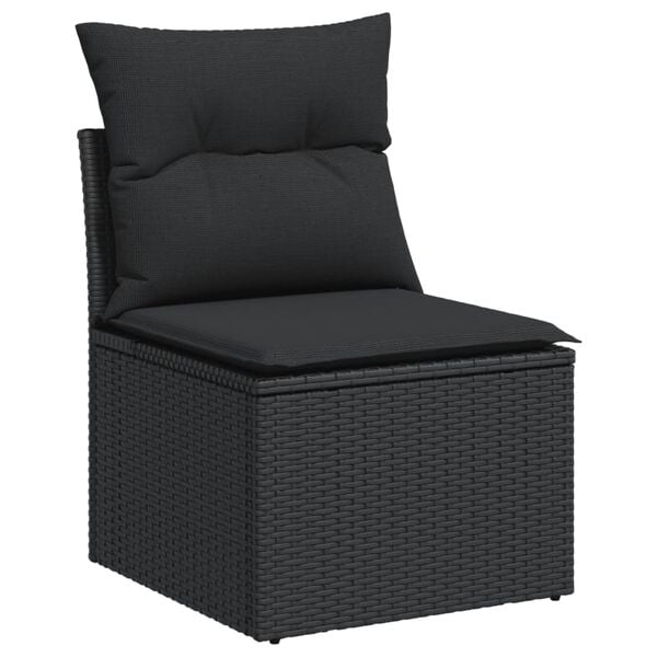 vidaXL Salon de jardin 6 pcs avec coussins noir r&eacute;sine tress&eacute;e