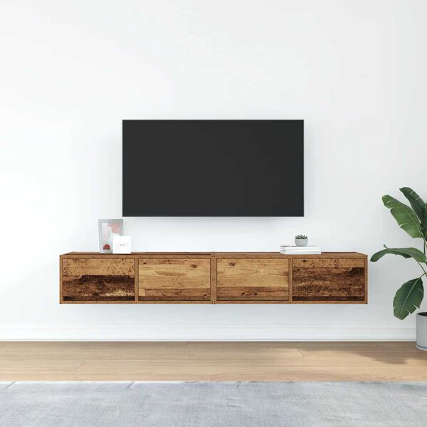vidaXL Meubles TV 2 pcs vieux bois 80x31x25,5 cm bois d'ing&eacute;nierie