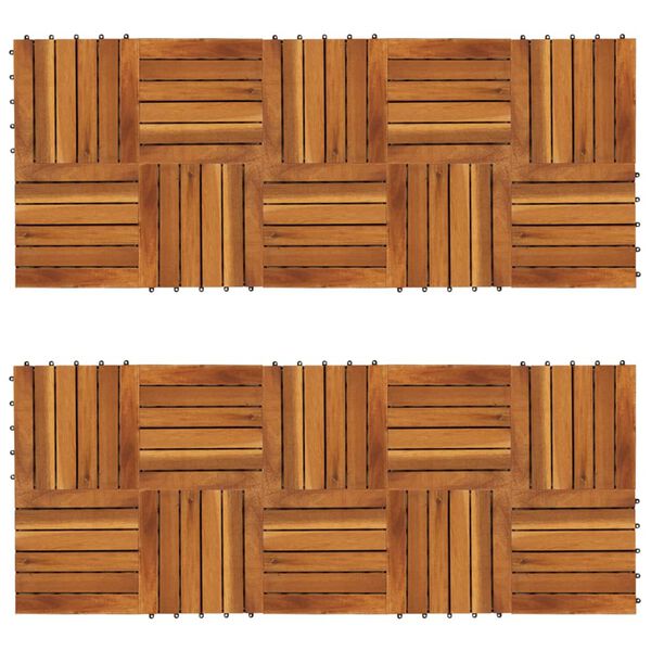 vidaXL Tuiles de terrasse modèle vertical 30 x 30 cm acacia 20 pcs