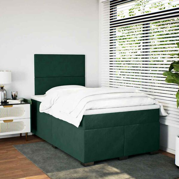 vidaXL Sommier &agrave; lattes de lit et matelas Vert fonc&eacute; 120x200cm Velours