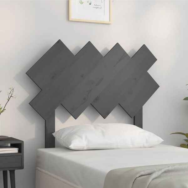 vidaXL T&ecirc;te de lit Gris 92x3x81 cm Bois massif de pin