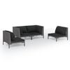 vidaXL Salon de jardin 4 pcs avec coussins R&eacute;sine tress&eacute;e Gris fonc&eacute;