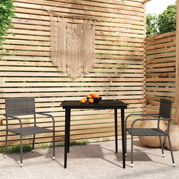vidaXL Ensemble &agrave; manger de jardin 3 pcs Gris
