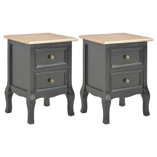 vidaXL Tables de chevet 2 pcs Noir 35x30x49 cm MDF
