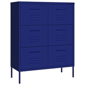 vidaXL Armoire &agrave; tiroirs Bleu marine 80x35x101,5 cm Acier