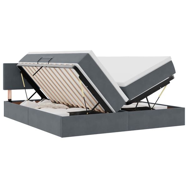 vidaXL Lit de Rangement avec matelas Gris fonc&eacute; 100 x 200 cm