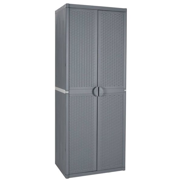 vidaXL Armoire de rangement de jardin gris 65x45x172 cm PP rotin