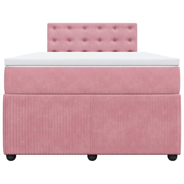 vidaXL Sommier &agrave; lattes de lit avec matelas Rose 120x200 cm Velours