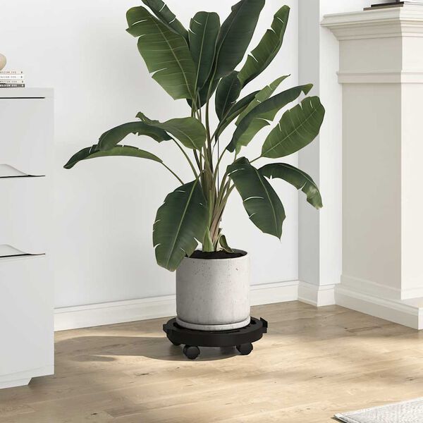 vidaXL Chariots &agrave; plantes avec roues 5 pcs Diam&egrave;tre 30 cm Noir 170 kg