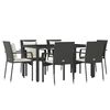 vidaXL Ensemble &agrave; manger de jardin coussins 7pcs Noir R&eacute;sine tress&eacute;e