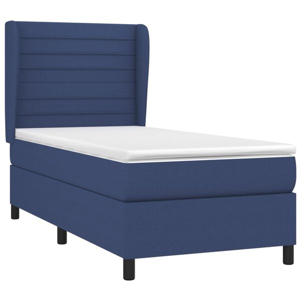 vidaXL Sommier &agrave; lattes de lit avec matelas Bleu 90x200 cm Tissu