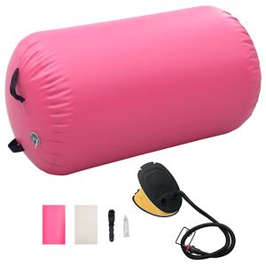 vidaXL Rouleau gonflable de gymnastique avec pompe 100x60 cm PVC Rose