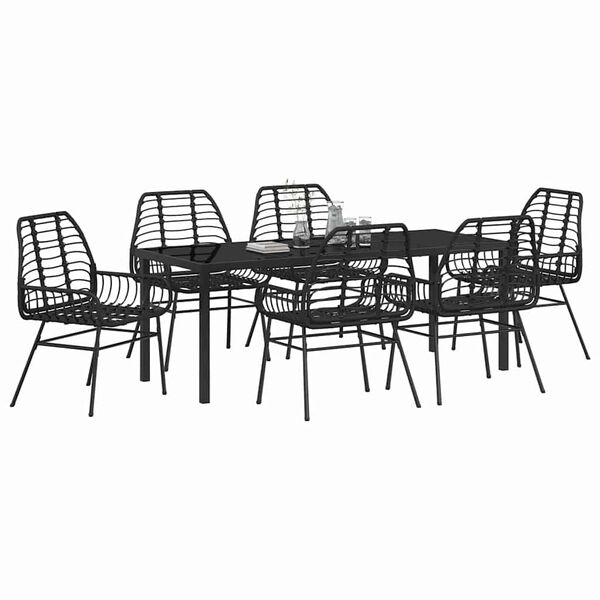 vidaXL Ensemble de salle &agrave; manger pour jardin 7 pcs Noir polyrotin