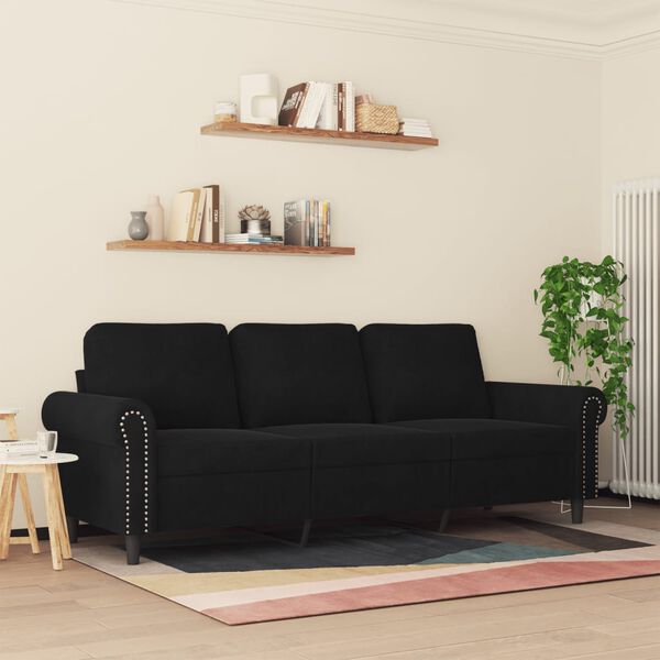vidaXL Canap&eacute; &agrave; 3 places Noir 180 cm Velours