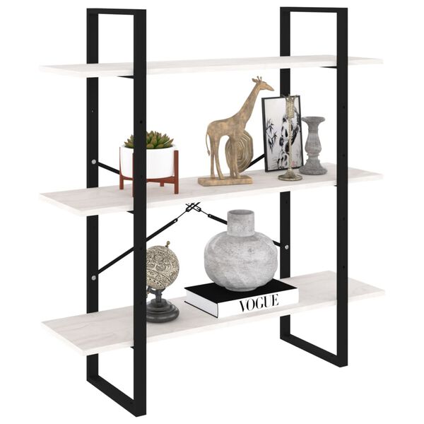 vidaXL Bibliothèque à 3 niveaux Blanc 100x30x105 cm Bois de pin massif