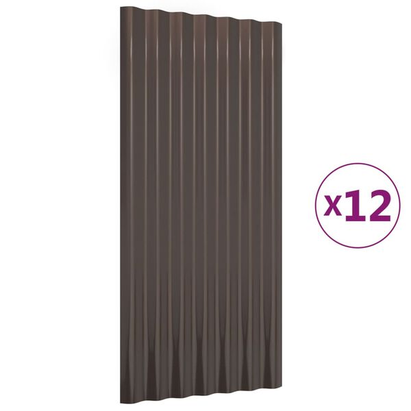 vidaXL Panneaux de toit 12 pcs Acier galvanis&eacute; Marron 80x36 cm