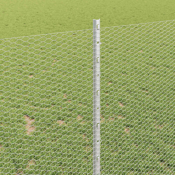 vidaXL Cl&ocirc;ture avec poteau Argent&eacute; 1 x 100 m Acier