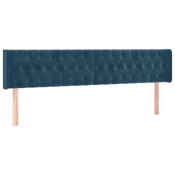 vidaXL T&ecirc;tes de lit Bleu fonc&eacute; 200 x 7 x 78/88 cm Velours