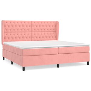 vidaXL Sommier &agrave; lattes de lit avec matelas Rose 200x200 cm Velours