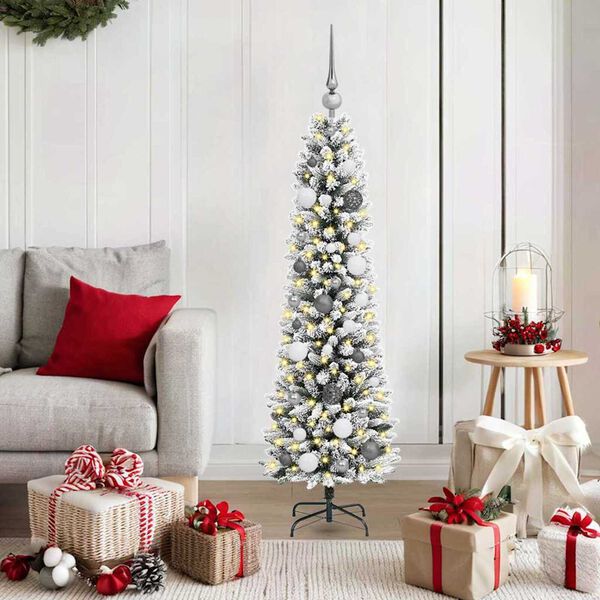 vidaXL Sapin de Noël artificiel Blanc 150 cm PVC, métal et plastique
