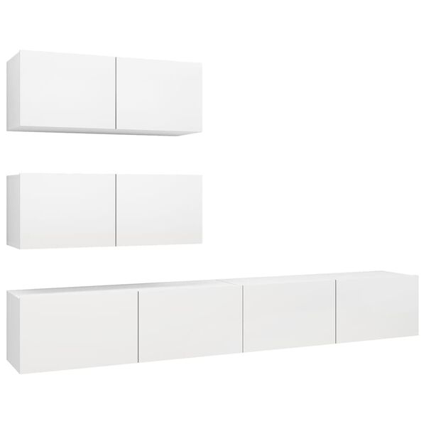 vidaXL Ensemble de meubles TV 4 pcs Blanc Bois d'ingénierie