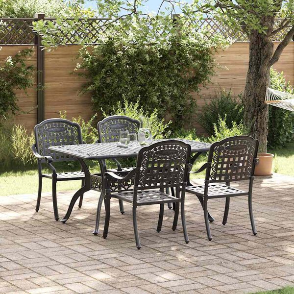 vidaXL Ensemble de salle &agrave; manger pour jardin 5 pcs Noir Aluminium