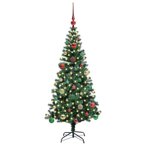 vidaXL Sapin de No&euml;l artificiel pr&eacute;-&eacute;clair&eacute; Vert 150 cm PVC et m&eacute;tal