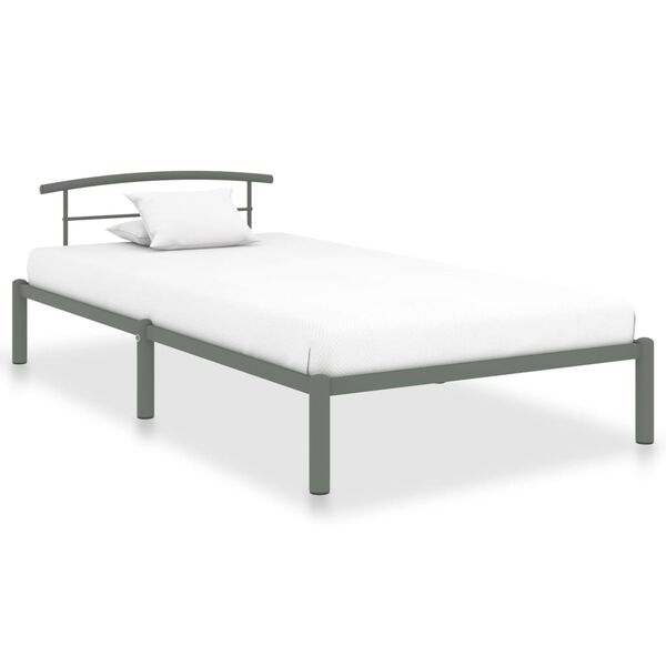 vidaXL Cadre de lit sans matelas gris m&eacute;tal 90x200 cm