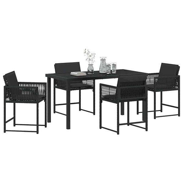 vidaXL Ensemble de salle à manger pour jardin 5 pcs Noir polyrotin