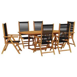 vidaXL Ensemble &agrave; Manger de jardin 7pcs noir polypropyl&egrave;ne bois massif