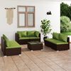 vidaXL Salon de jardin 7 pcs avec coussins R&eacute;sine tress&eacute;e Marron