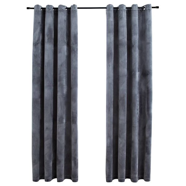 vidaXL Rideaux occultants et anneaux 2pcs Velours Anthracite 140x175cm