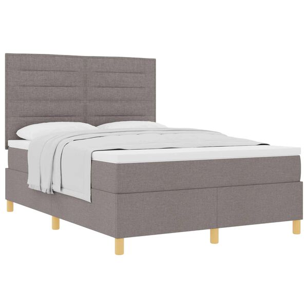 vidaXL Lit &agrave; ressorts avec matelas Taupe 160 x 200 cm tissu