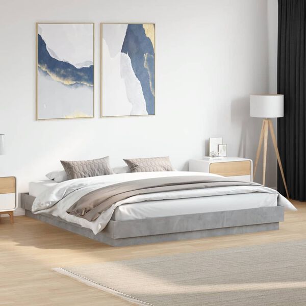 vidaXL Cadre de lit sans matelas gris béton 180x200 cm