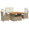 vidaXL Ensemble &agrave; manger de jardin coussins 4 pcs beige r&eacute;sine tress&eacute;e