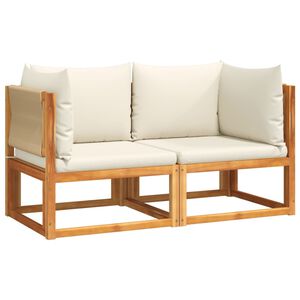 vidaXL Canap&eacute;s d'angle de jardin avec coussins 2 pi&egrave;ces Bois d'acacia et corde