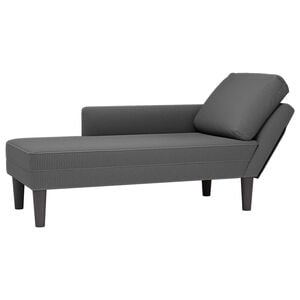 vidaXL Chaise longue avec coussin gris fonc&eacute; tissu en velours c&ocirc;tel&eacute;
