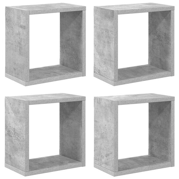 vidaXL &Eacute;tag&egrave;res cube murales 4 pcs Gris b&eacute;ton 26x15x26 cm